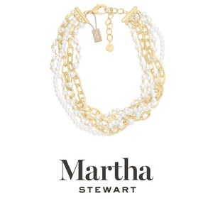 Martha Stewart Five Strand Pearl and Chain Twisted Necklace In Gold